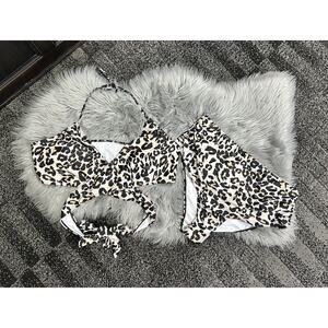 Leopard Wrap‎ Around 2pc Women's Plus Size 3xl Swim Suit W/Tummy Control